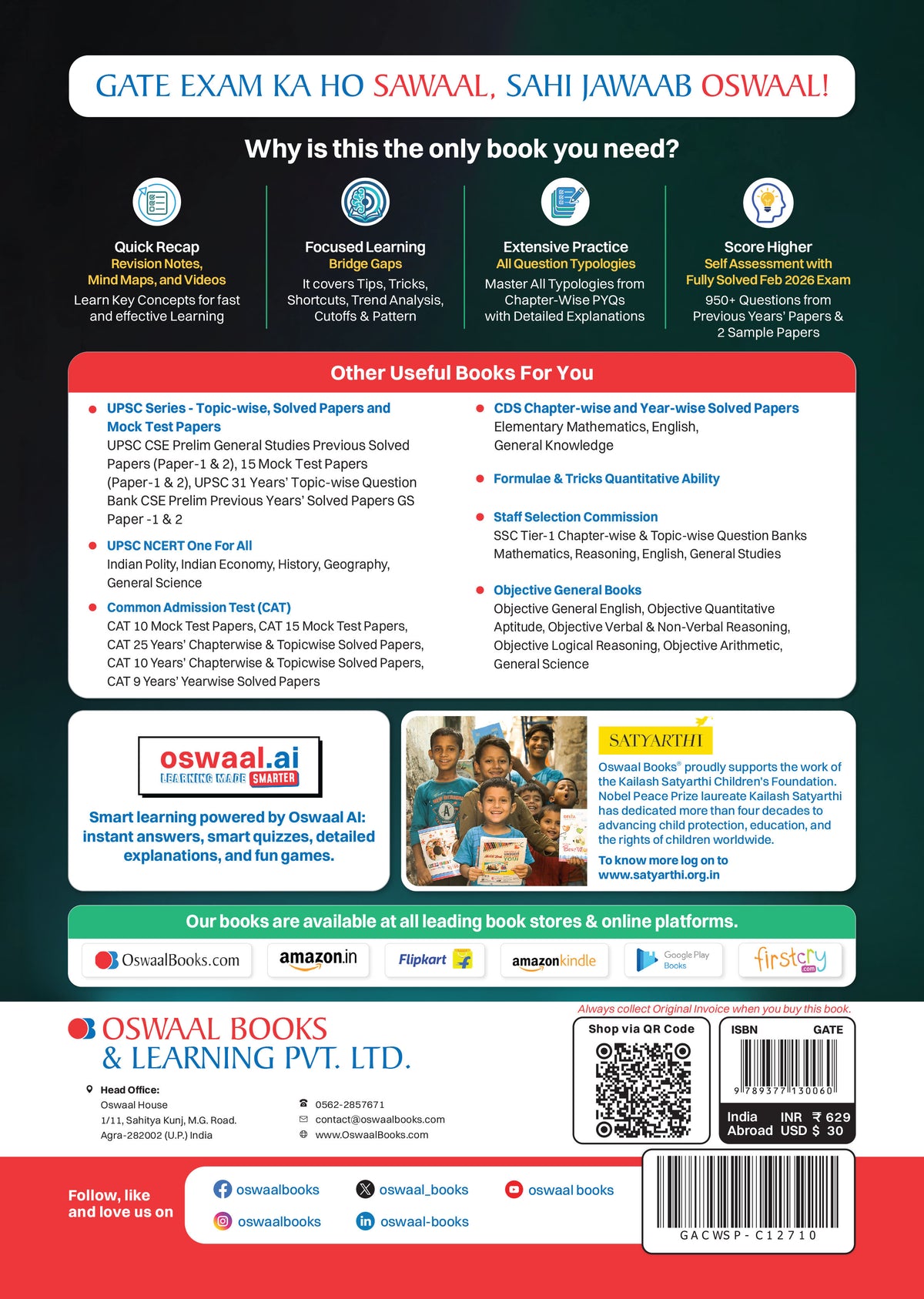 GATE General Aptitude 17 Years' Chapter-wise & Topic-wise Solved Papers | 2010-2026 | 950+ Questions + 2 Sample Papers | All Streams: CS, EC, EE, ME, CE, IT | For 2027 Exam