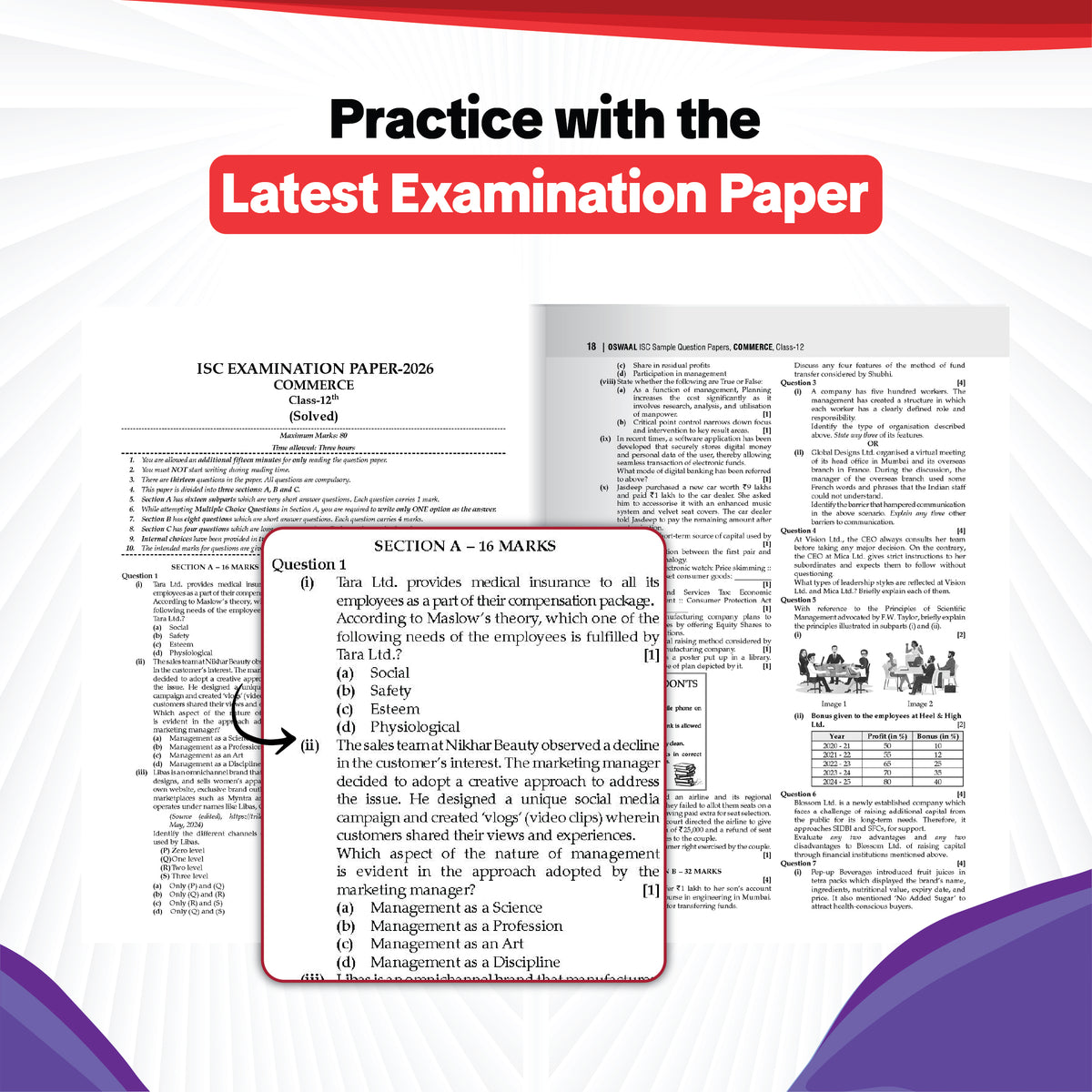ISC | 10 Sample Question Papers | Class 12 | Commerce (For 2027 Exam) Updated Version | With Oswaal AI