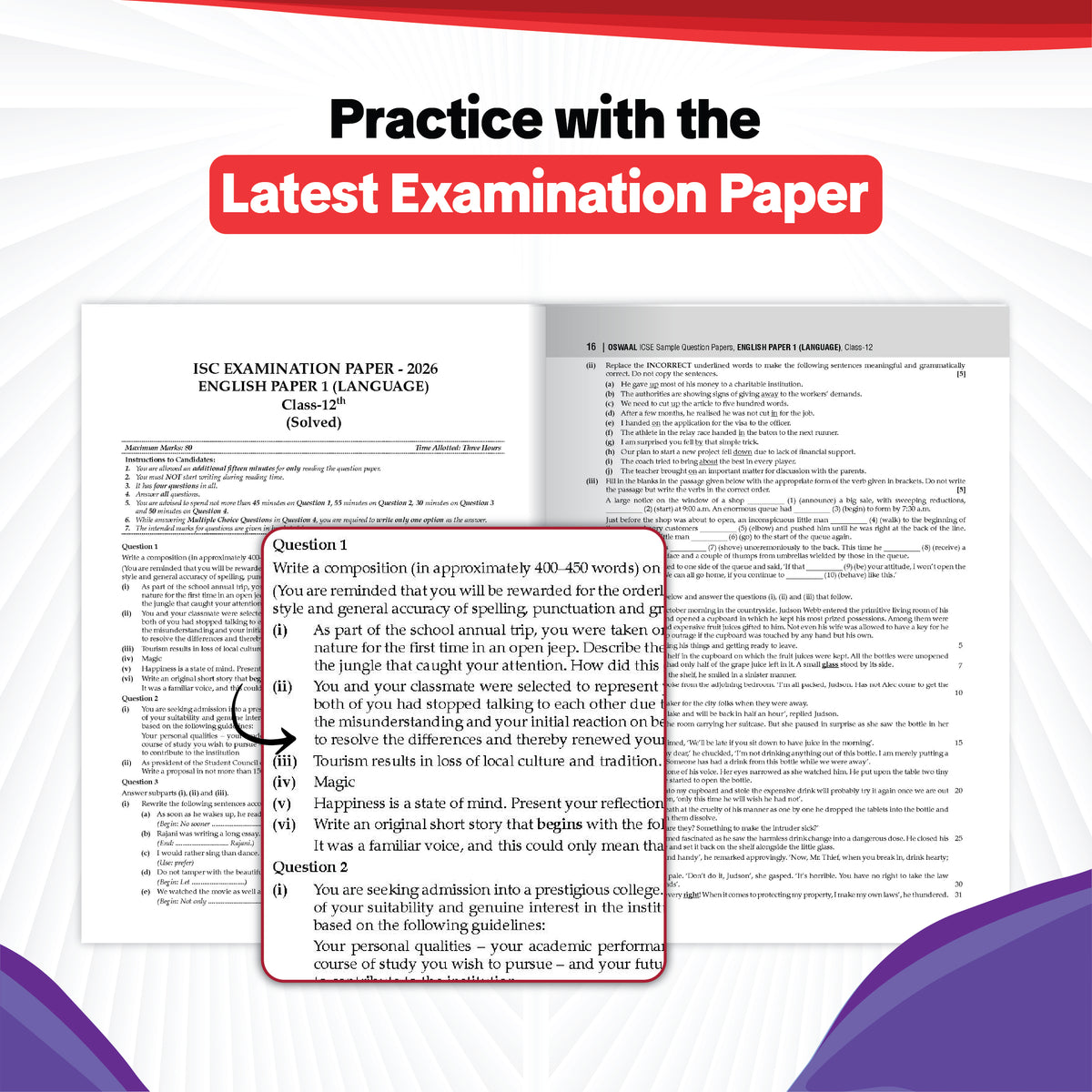 ISC | 10 Sample Question Papers | Class 12 | English Paper-1(Language) (For 2027 Exam) Updated Version | With Oswaal AI