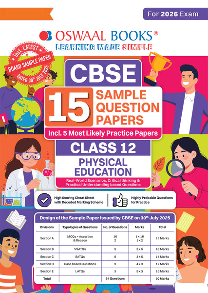 CBSE 15 Sample Question Papers Class 12 Physical Education for 2026 Board Exam (As per CBSE Sample Question Paper issued on 30 July 2025), recommended by 2025 CBSE Toppers with Chapter wise Highly Probable Questions