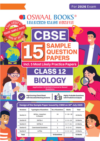CBSE 15 Sample Question Papers Class 12 Biology for 2026 Board Exam (As per CBSE Sample Question Paper issued on 30 July 2025), recommended by 2025 CBSE Toppers with Chapter wise Highly Probable Questions