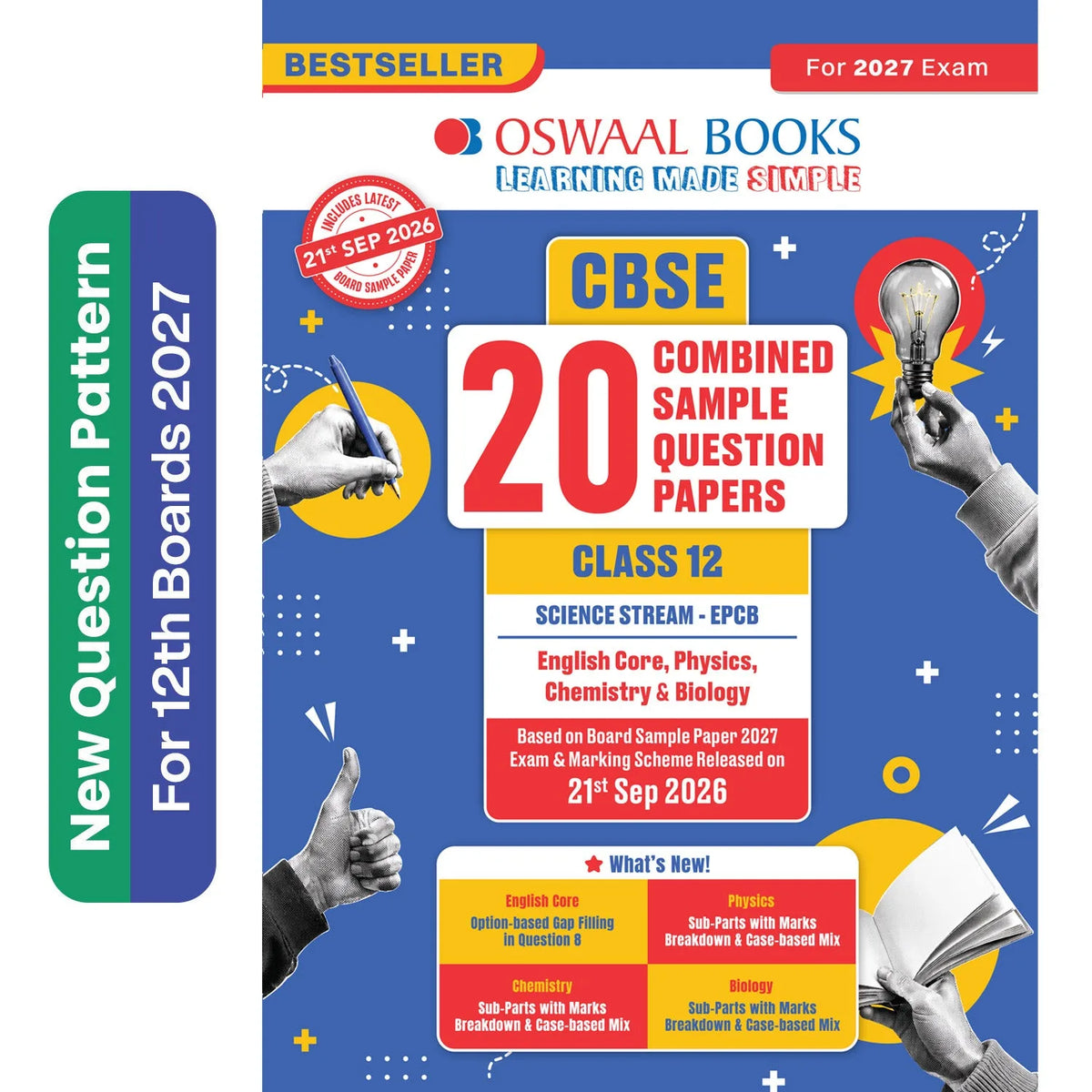 CBSE 20 Combined Sample Question Papers Class 12 Board Exam 2027 – English Core, Physics, Chemistry, Biology - New Question Typologies - Oswaal AI