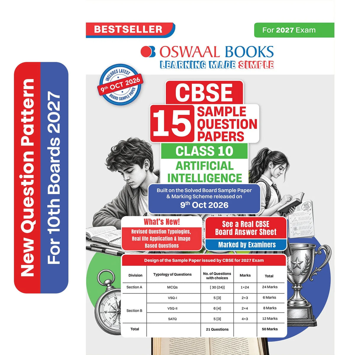 Oswaal CBSE 15 Sample Question Papers Class 10 Board Exam Artificial Intelligence 2026-27 based on latest CBSE SQP dated (21 Sep 2026) | New Questions Typologies With Oswaal AI