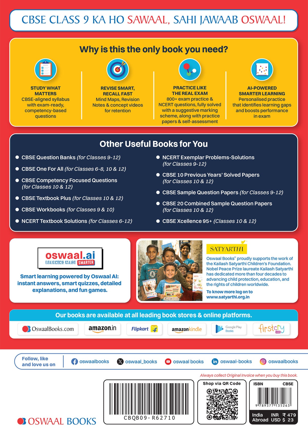 Oswaal CBSE Class 9 Hindi Question Bank Chapter-wise & Topic-wise | Based on new NCERT Textbook Ganga | Includes Summary, Competency-Based Question, Self-Assessment & Practice Papers | For R1 Level