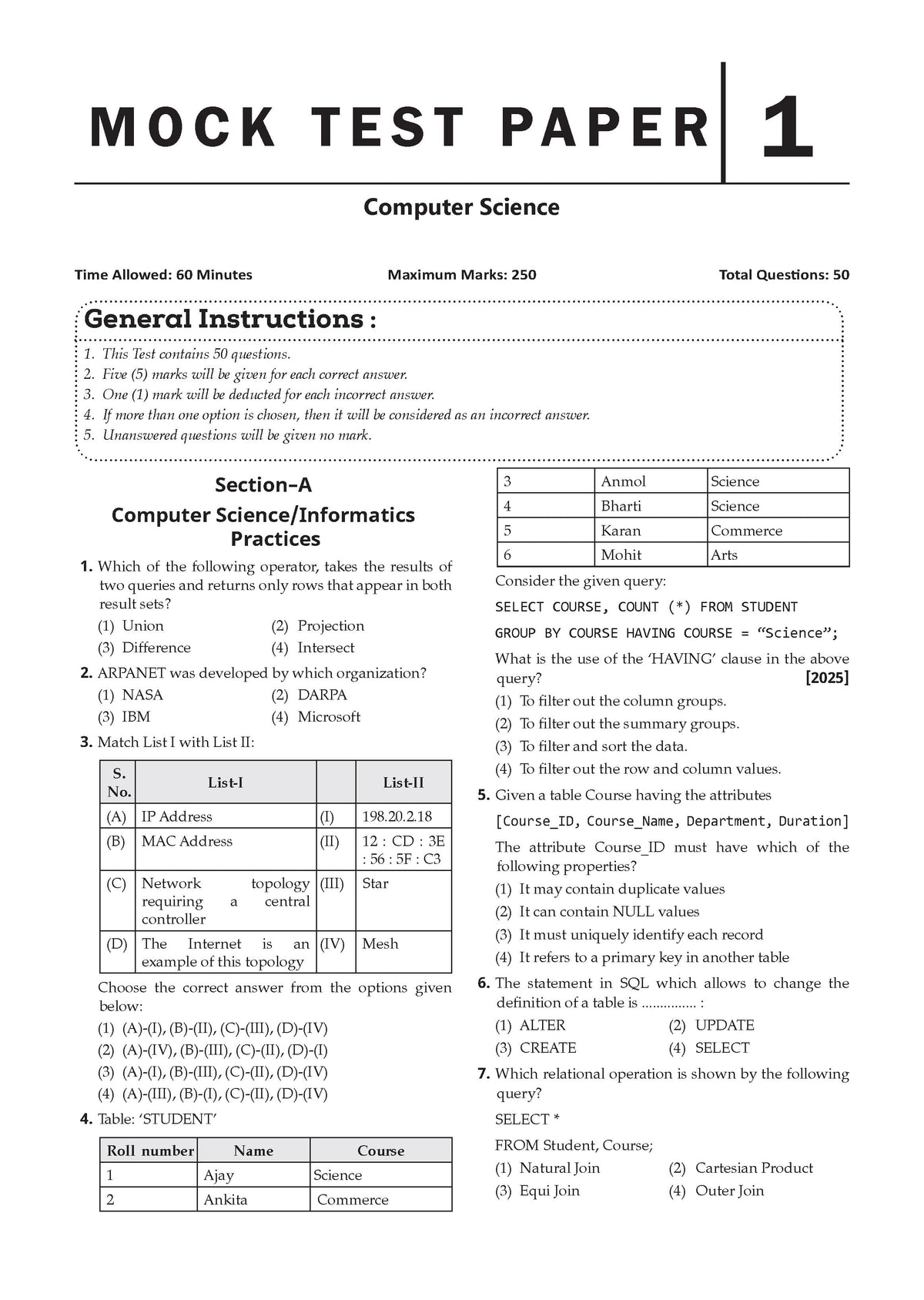 Oswaal NTA CUET (UG) 5 Mock Test Papers Computer Science For 2026 Exam (Section-II) (as per latest 27 Dec., notification) | 300+ MCQs for Practice | Includes 2025 Paper- fully solved | With Oswaal AI