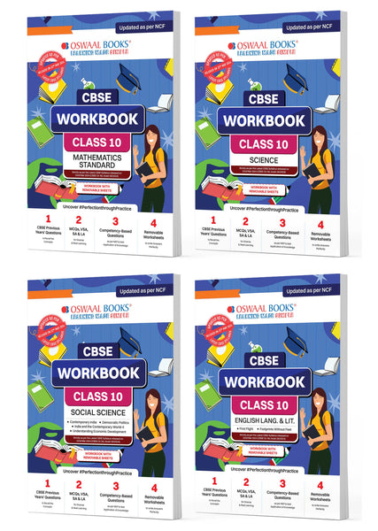 CBSE Workbook Class 10 | Mathematics Standard | Science | Social Science | English Language & Literature | Set of 4 Books | Updated As Per NCF | For Better Results | For Latest Exam