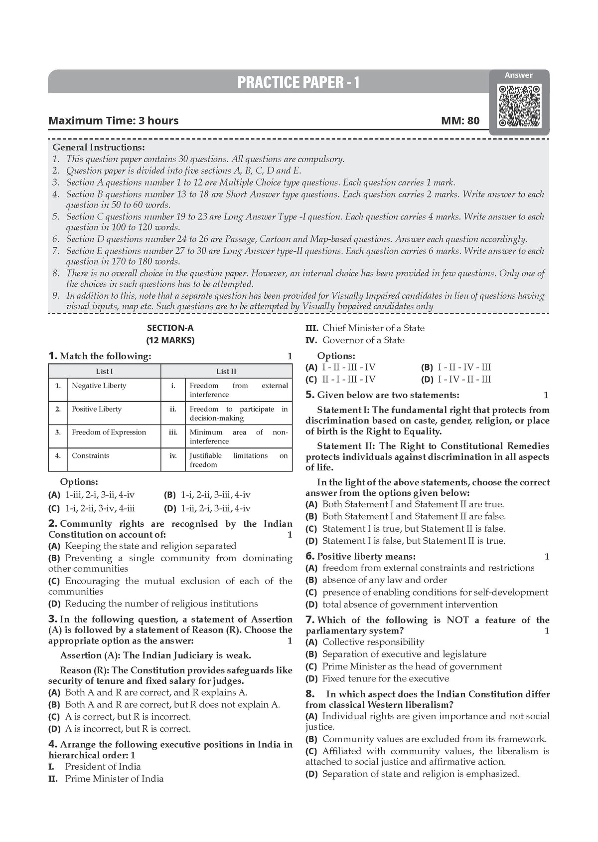 CBSE Class 11 Political Science Question Bank | Chapter & Topic-wise Solved Papers (2017-2026) | Based on Latest Syllabus (April 2026) | Includes 2026 Papers | For 2027 Exam