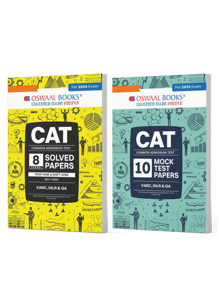 CAT 8 Years' Solved Papers + 10 Mock Test Papers (Set of 2 books) | For 2025 Exam