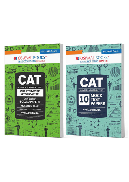 CAT 25 Years' Solved Papers + 10 Mock Test Papers (Set of 2 books) | For 2025 Exam