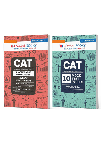 CAT 10 Years' Solved Papers + 10 Mock Test Papers (Set of 2 books) | For 2025 Exam
