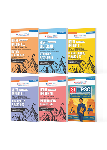 NCERT One for All Books for UPSC & State PSCs (Set of 6) | History, Geography, General Science, Indian Polity, Indian Economy + 31 years UPSC Topic-wise Question Bank |Latest Edition