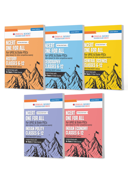 NCERT One for All Book For UPSC and State PSCs History, Geography, General Science, Indian Polity and Indian Economy (Set of 5 Books) Old and New NCERT Edition, Latest Edition