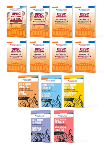 UPSC Power Bank & NCERT One for All Set Of 13 Books for Prelims & Mains | 1000+ MCQs, PYQs & NCERT Based Concept Notes | History, Polity, Geography, Economy, Science | Latest 2026 Edition