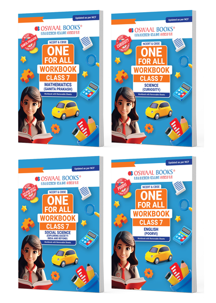 NCERT & CBSE One For All Workbook For Class 7 | Mathematics | Science | Social Science | English | Updated As Per NCF | MCQ's | VSA | SA | LA | Set Of 4 Books | For Latest Exam