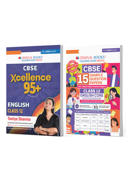 CBSE Xcellence 95+ English With CBSE 15 Sample Question Papers English for Class 12 | Chapterwise Competency Focused & Highly Probable Questions | 2025 Topper’s Notes | Latest CBSE Pattern (Set of 2) For 2026 Board Exam