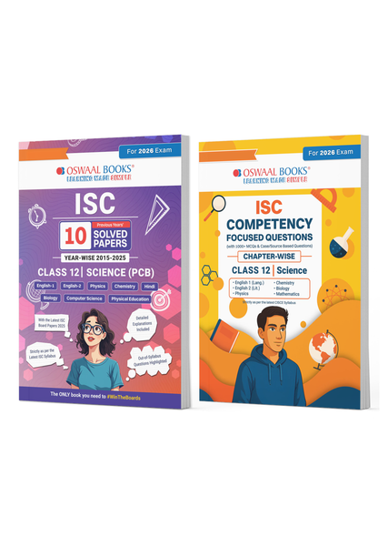 ISC 10 Previous Years' Solved papers and Competency Focused Questions Chapter-wise Class 12 PCB (Set of 2 Books) for 2026 Board Exams