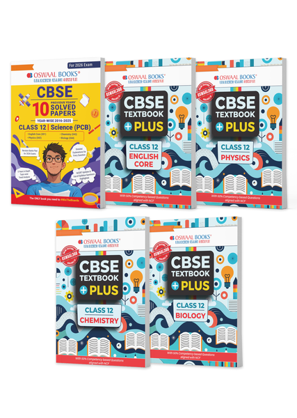 CBSE 10 Previous Years' Solved Papers and Textbook Plus Class 12 Science (PCB) English Core, Physics, Chemistry & Biology (Set of 5 Books) For Latest Exam