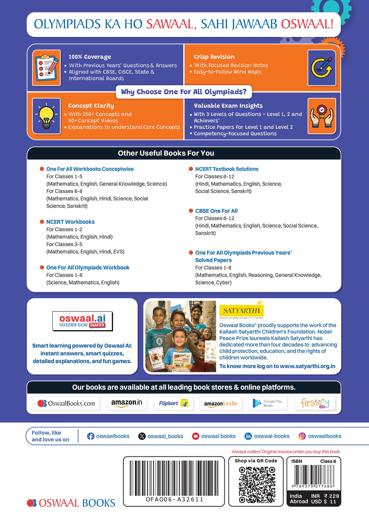Oswaal One For All Olympiads Class 6 Science Prep-Guide Book | Chapter-wise Previous Years' Solved Papers | Questions for SOF NSO & Other Olympiad Exams 2026 | With Sample Practice Papers & Oswaal.AI
