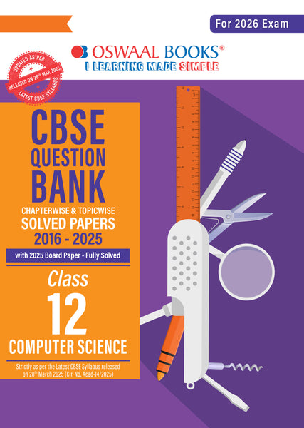 CBSE Question Bank Computer Science For Class 12 | Based On Latest CBSE Syllabus with 1500+ Questions | Chapterwise and Topicwise SOLVED PAPERS With Mind Maps & Revision Notes For 2026 Exam