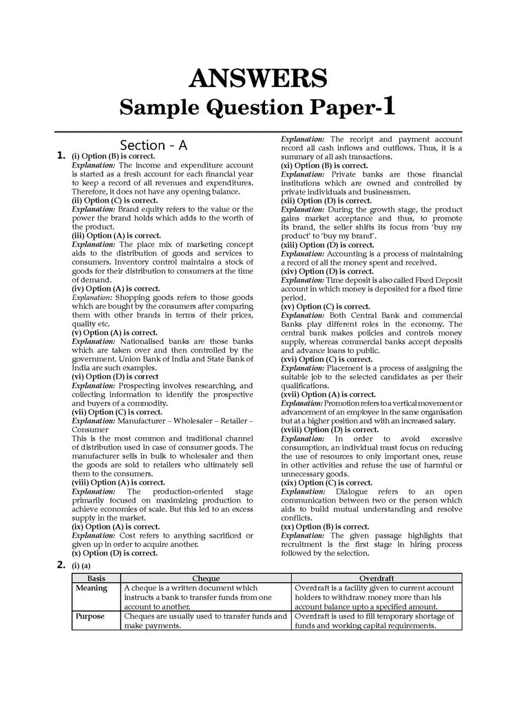 ICSE 10 Sample Question Papers Class 10 Commercial Applications For Board Exam 2024 (Based On The Latest CISCE/ ICSE Specimen Paper)