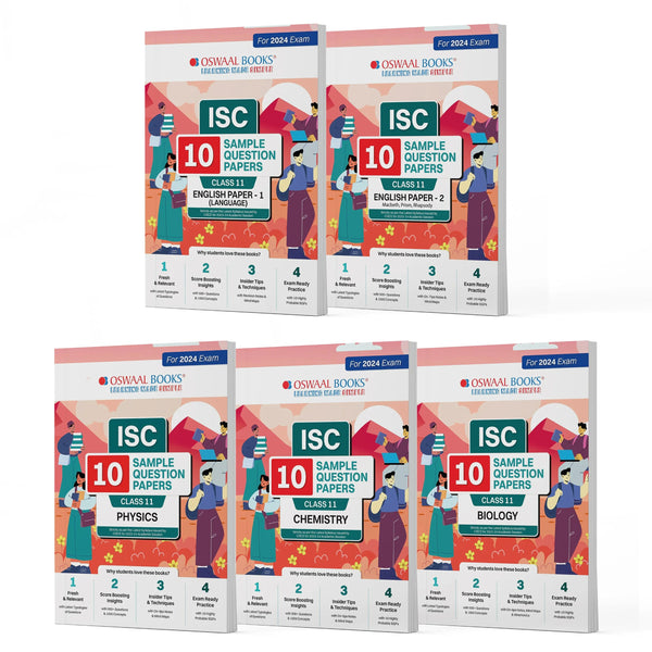ISC 10 Sample Question Papers Class 11 Physics, Chemistry, Biology, English Paper-1 & 2 (Set of 5 Books)  For 2024 Exams (Based On The Latest CISCE/ISC Specimen Paper)