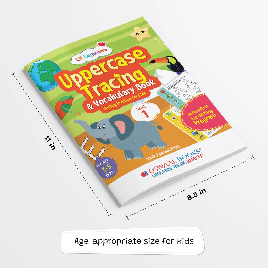 Lil Legends Uppercase Tracing & Vocabulary Writing Practice Book for Kids, Level-1 | Age- 3 to 5 Years| Oswaal Books and Learning Private Limited