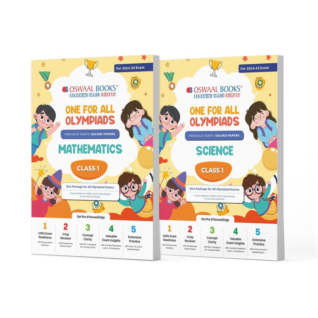 One For All Olympiad Previous Years' Solved Papers Class 1 (Set of 2 Books) Maths & Science for 2024-25 Exam