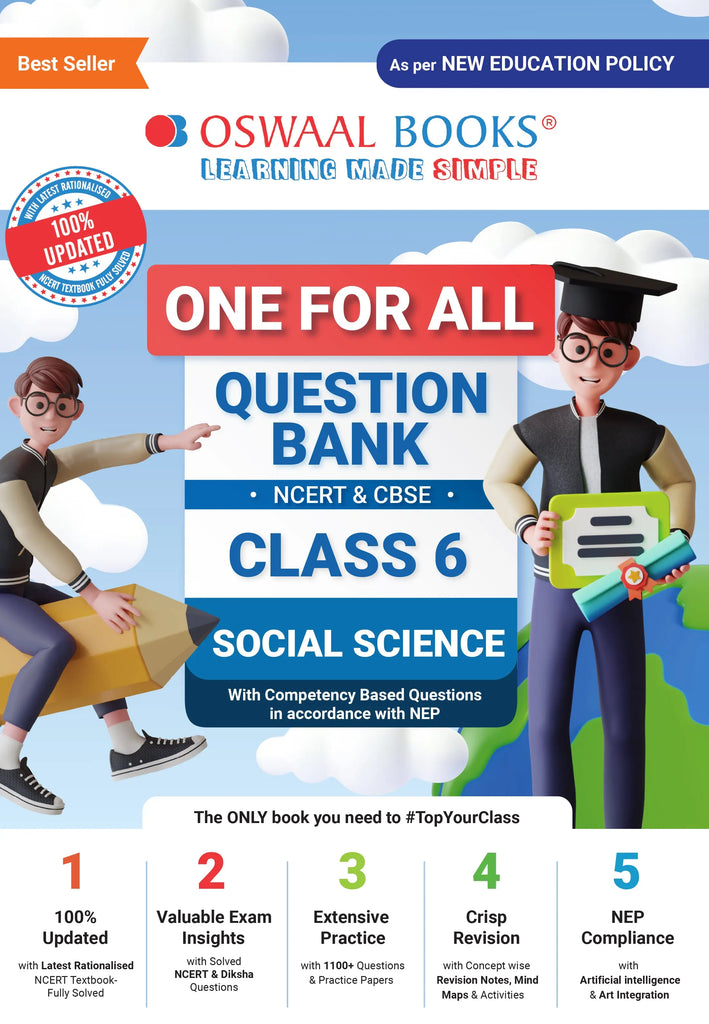 Oswaal One For All Question Bank NCERT & CBSE | Class-6 Social Science | For 2023 Exam
