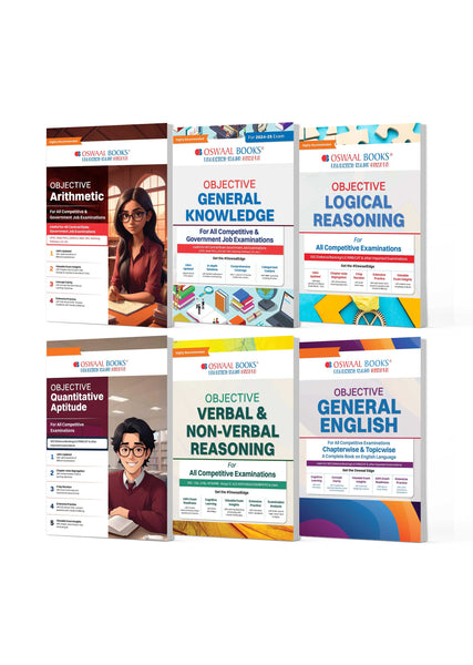 Ultimate Set of 6 Books for Competitive Exams: Objective Arithmetic, General Knowledge, General English, Quantitative Aptitude, Reasoning (Verbal & Non-Verbal), and Logical Reasoning