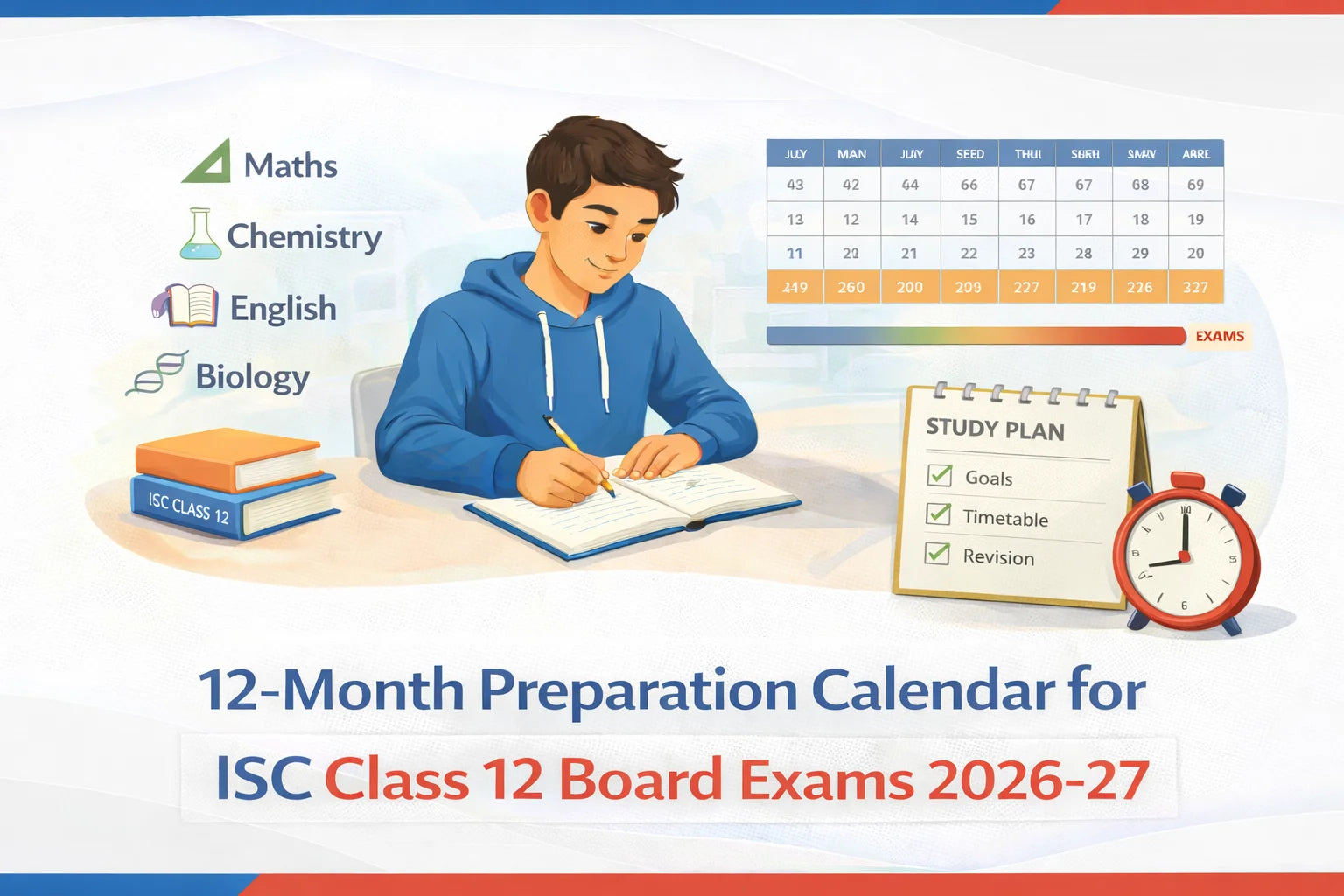 12-Month Preparation Calendar for ISC Class 12 Board Exams 2026-27