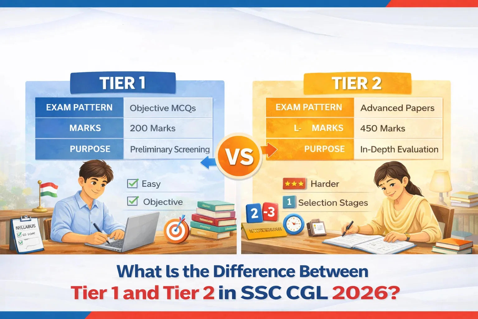 What Is the Difference Between Tier 1 and Tier 2 in SSC CGL Exam?
