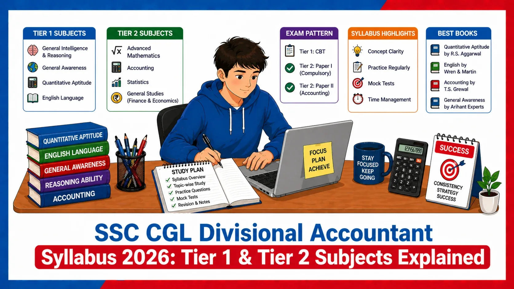 SSC CGL Divisional Accountant Syllabus 2026: Tier 1 & Tier 2 Subjects Explained