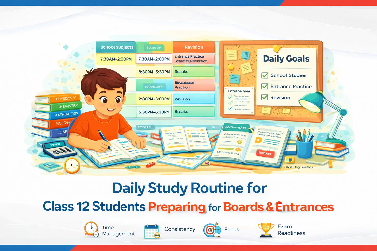 Daily Study Routine for Class 12 Students Preparing for Boards & Entrances
