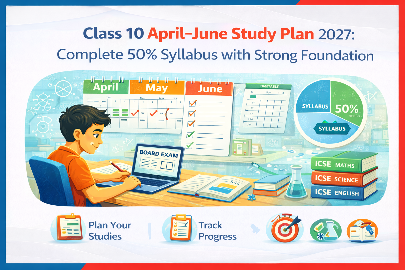 Class 10 April–June Study Plan 2027: Complete 50% Syllabus with Strong Foundation