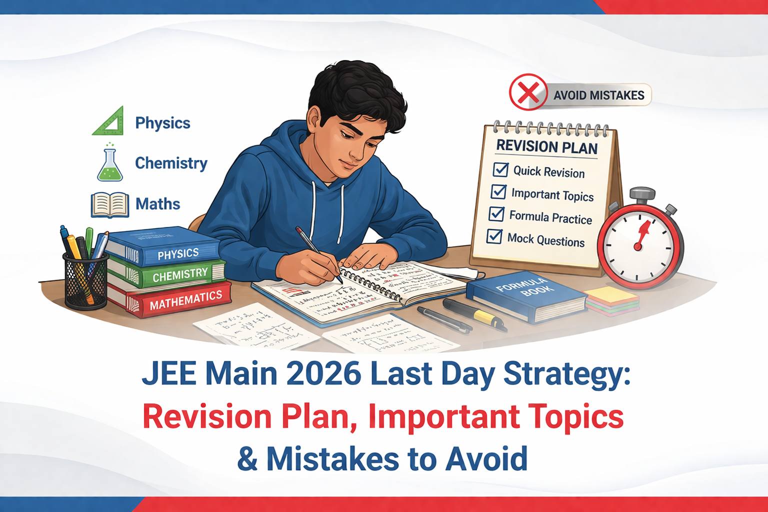 JEE Main 2026 Last Day Strategy: Revision Plan, Important Topics & Mistakes to Avoid