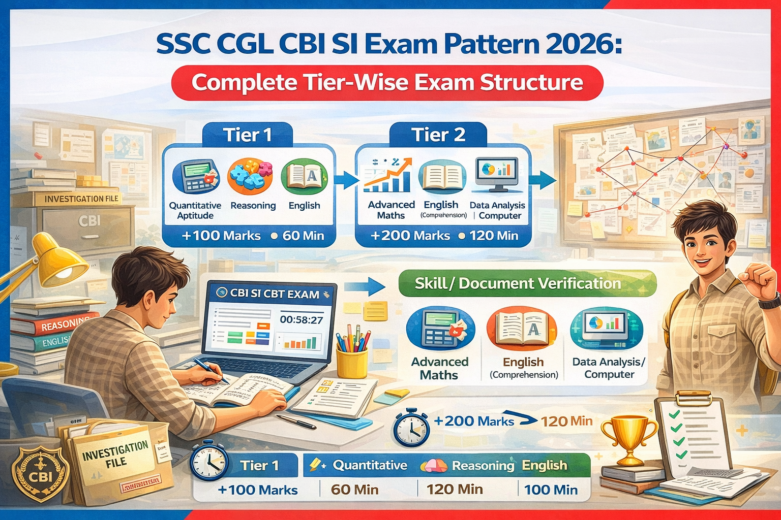 SSC CGL CBI SI Exam Pattern 2026: Complete Tier-Wise Exam Structure