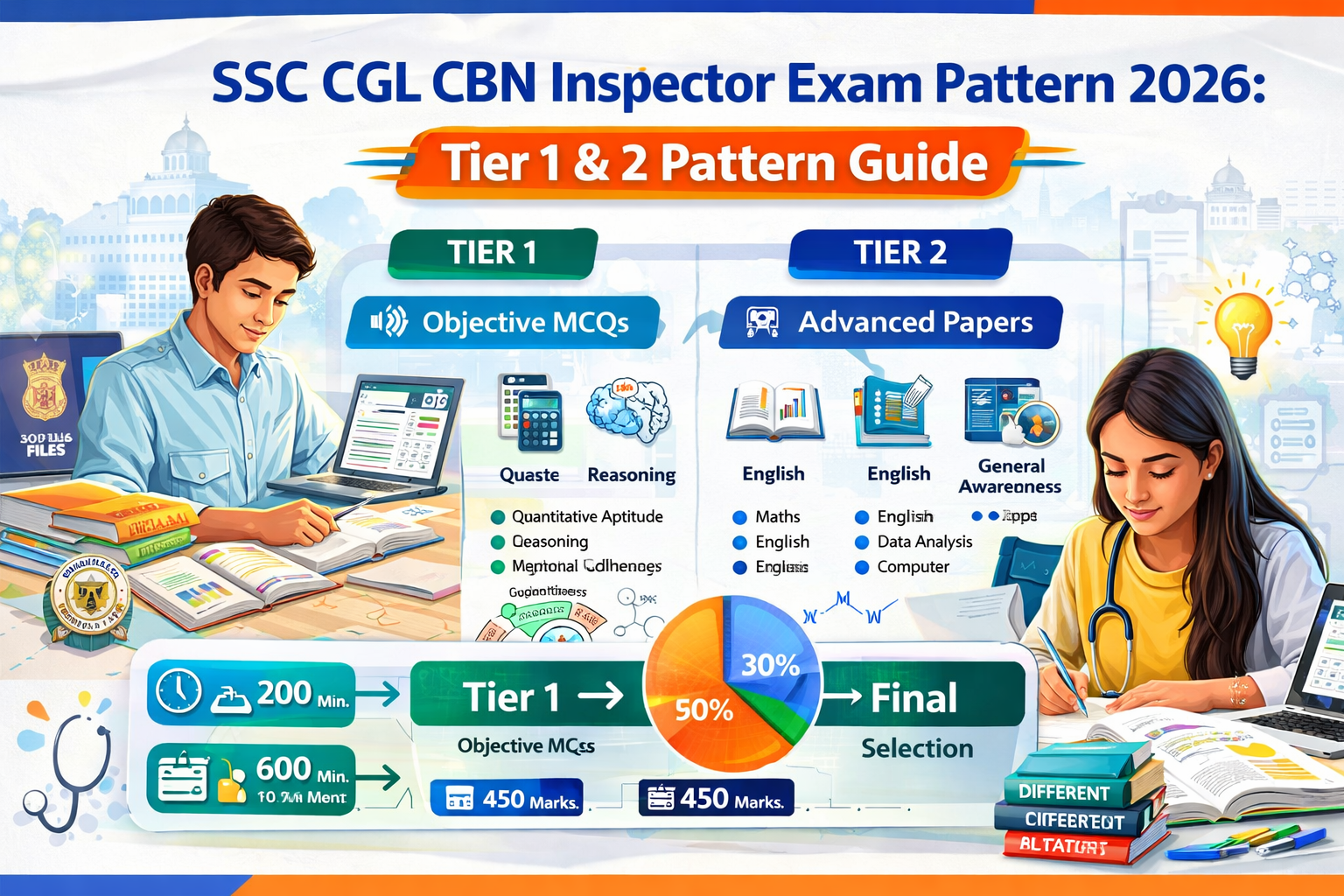 SSC CGL CBN Inspector Exam Pattern 2026: Tier 1 & 2 Pattern Guide