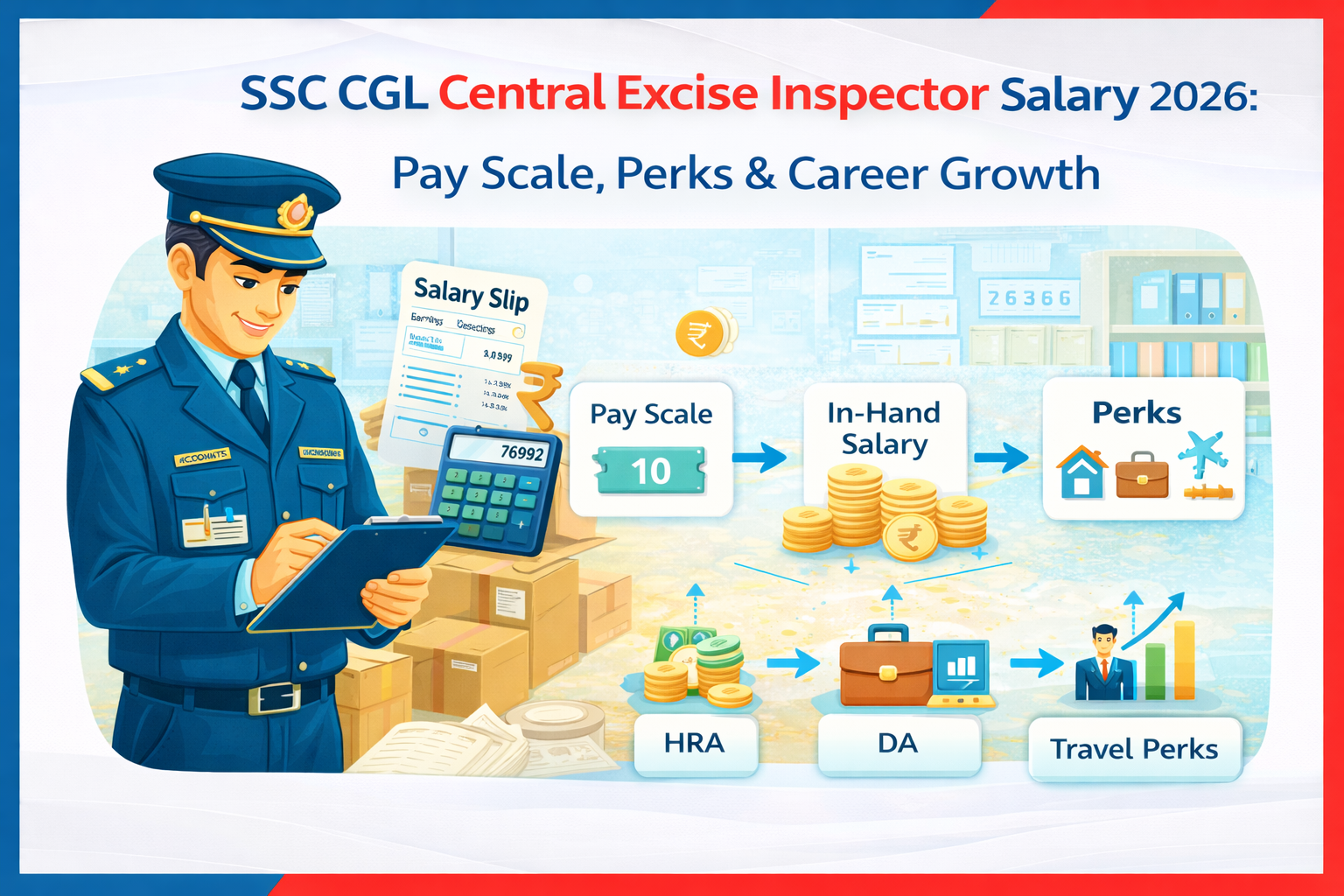 SSC CGL Central Excise Inspector Salary 2026: Pay Scale, Perks & Career Growth