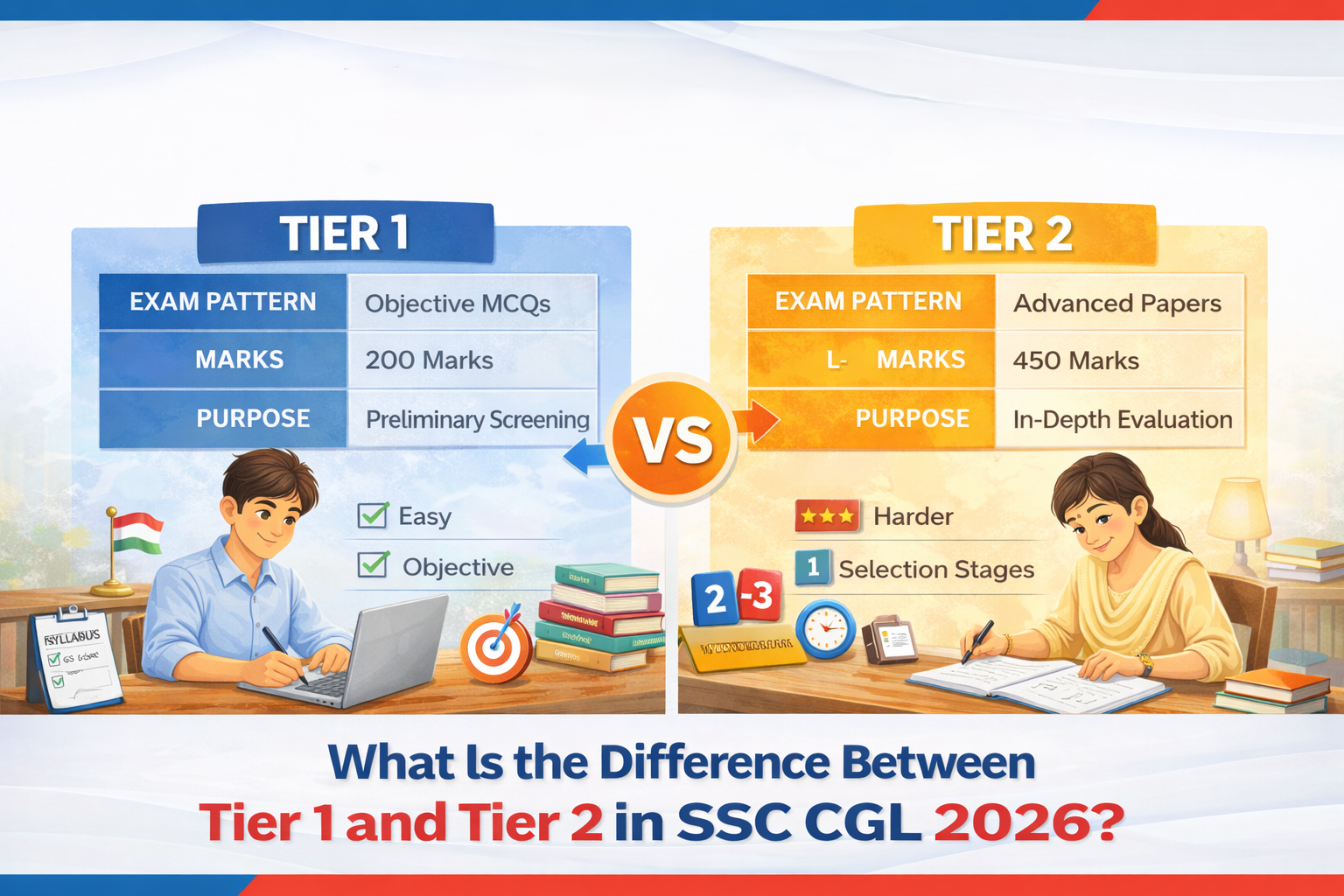 What Is the Difference Between Tier 1 and Tier 2 in SSC CGL Exam?
