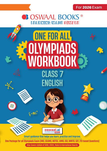 One For All Olympiads Workbook Class 7 English | Questions for SOF IEO & Other Olympiad Exams 2026 | With Sample Practice Papers & Oswaal.AI