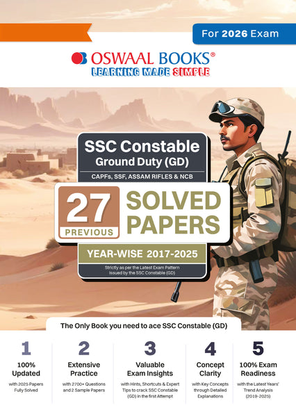 SSC Constable Ground Duty (GD) CAPFs, SSF, ASSAM Rifles & NCB - 27 Previous Solved Papers |Year-Wise (2017 to 2025)| For 2026 Exam