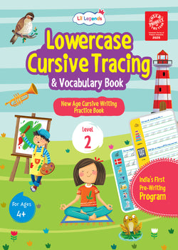 Lil Legends Lowercase Cursive Tracing & Vocabulary Workbook for Kids | Level 2 Handwriting Practice Book | Learn Letter Formation & Improve Writing Skills | Age 4+