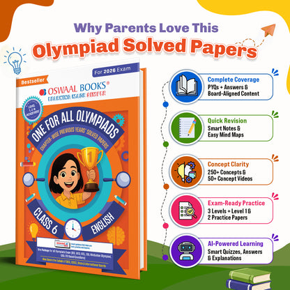 Oswaal One For All Olympiads Class 6 English Prep-Guide Book | Chapter-wise Previous Years' Solved Papers | Questions for SOF IEO & Other Olympiad Exams 2026 | With Sample Practice Papers & Oswaal.AI