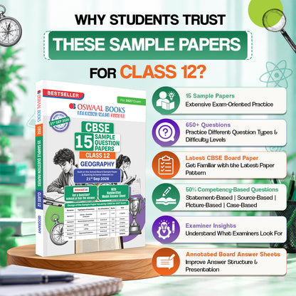 Oswaal CBSE 15 Sample Question Papers Class 12 Board Exam Geography 2026-27 based on latest CBSE SQP dated (21 Sep 2026) | New Questions Typologies With Oswaal AI