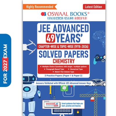JEE Advanced Chemistry Question Bank | 49 Years' Chapter-wise & Topic-wise | Solved Papers (1978-2026) | Revision Notes | PYQs, Latest 2026 Paper & Oswaal AI