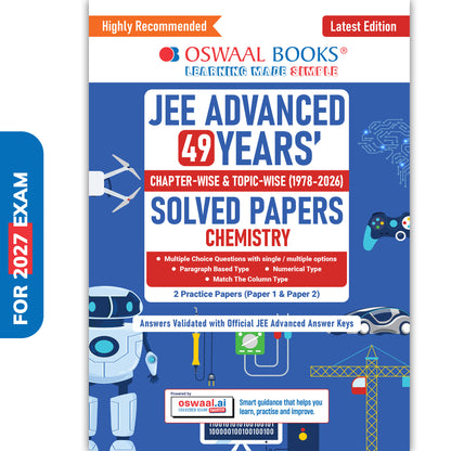 JEE Advanced Chemistry Question Bank | 49 Years' Chapter-wise & Topic-wise | Solved Papers (1978-2026) | Revision Notes | PYQs, Latest 2026 Paper & Oswaal AI