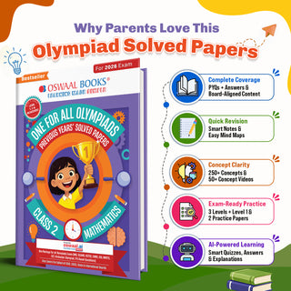 One For All Olympiads Class 2 Maths Prep-Guide Book | Chapter-wise Previous Years' Solved Papers | Questions for SOF IMO & Other Olympiad Exams 2026 | With Sample Practice Papers & Oswaal.AI