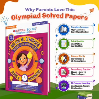 One For All Olympiads Class 4 Maths Prep-Guide Book | Chapter-wise Previous Years' Solved Papers | Questions for SOF IMO & Other Olympiad Exams 2026 | With Sample Practice Papers & Oswaal.AI