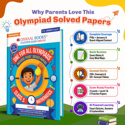 One For All Olympiads Class 5 Maths Prep-Guide Book | Chapter-wise Previous Years' Solved Papers | Questions for SOF IMO & Other Olympiad Exams 2026 | With Sample Practice Papers & Oswaal.AI