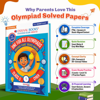 Oswaal One For All Olympiads Class 5 Cyber Prep-Guide Book | Chapter-wise Previous Years' Solved Papers | Questions for SOF ICSO & Other Olympiad Exams 2026 | With Sample Practice Papers & Oswaal.AI